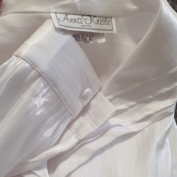 Vintage white button down dress collar blouse - Picture 3 of 8